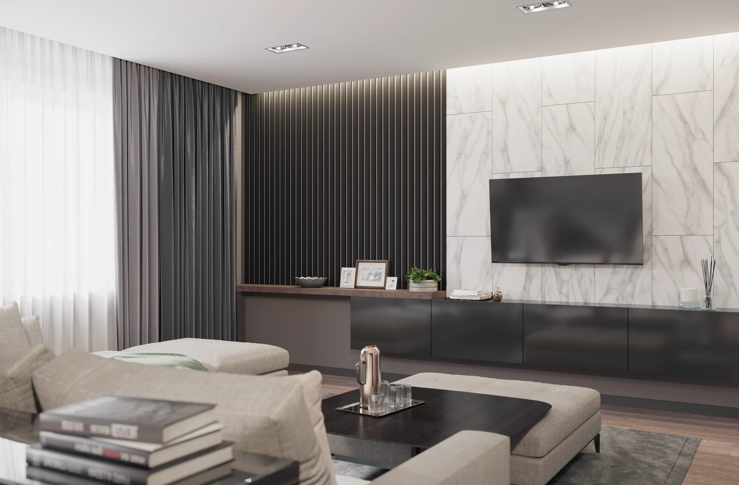 Интерьер с декоративными рейками — DECOR-REYKI R1-new ob
