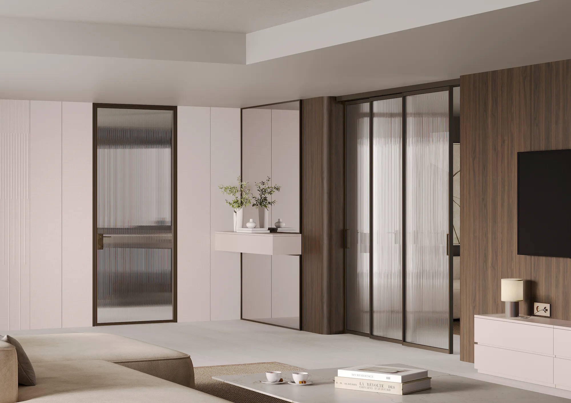 Алюминиевая дверь MINOLI 7 в интерьере
