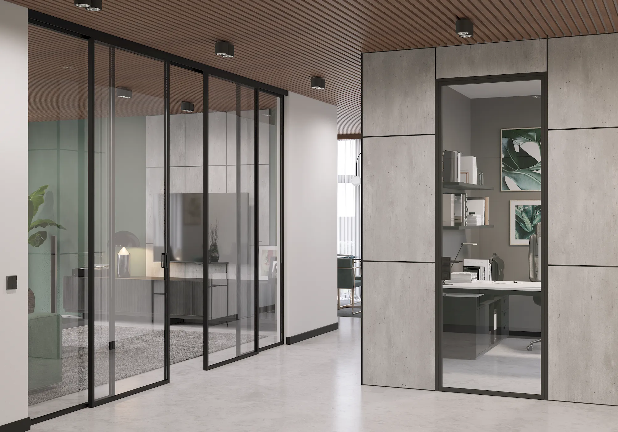 Алюминиевая дверь MINOLI 9 в интерьере