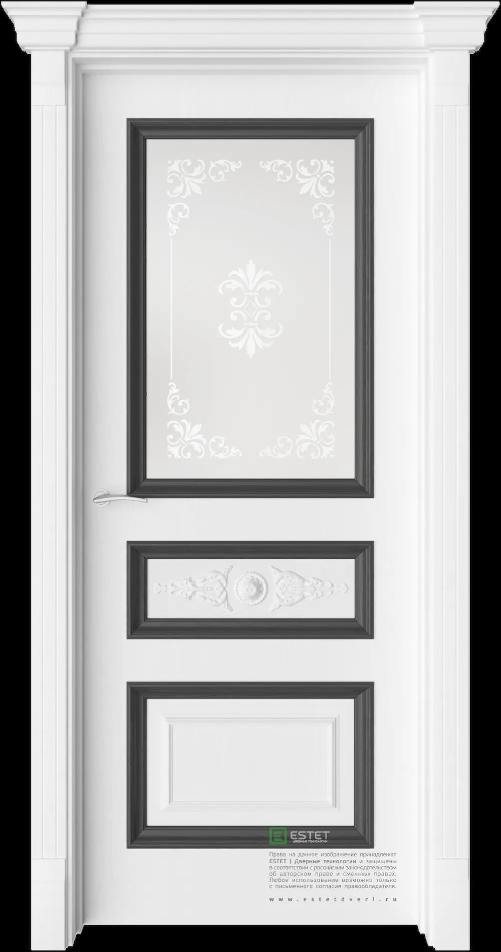 Межкомнатная дверь GE7M Elegant — Стекло сатинат белое сияние 3
