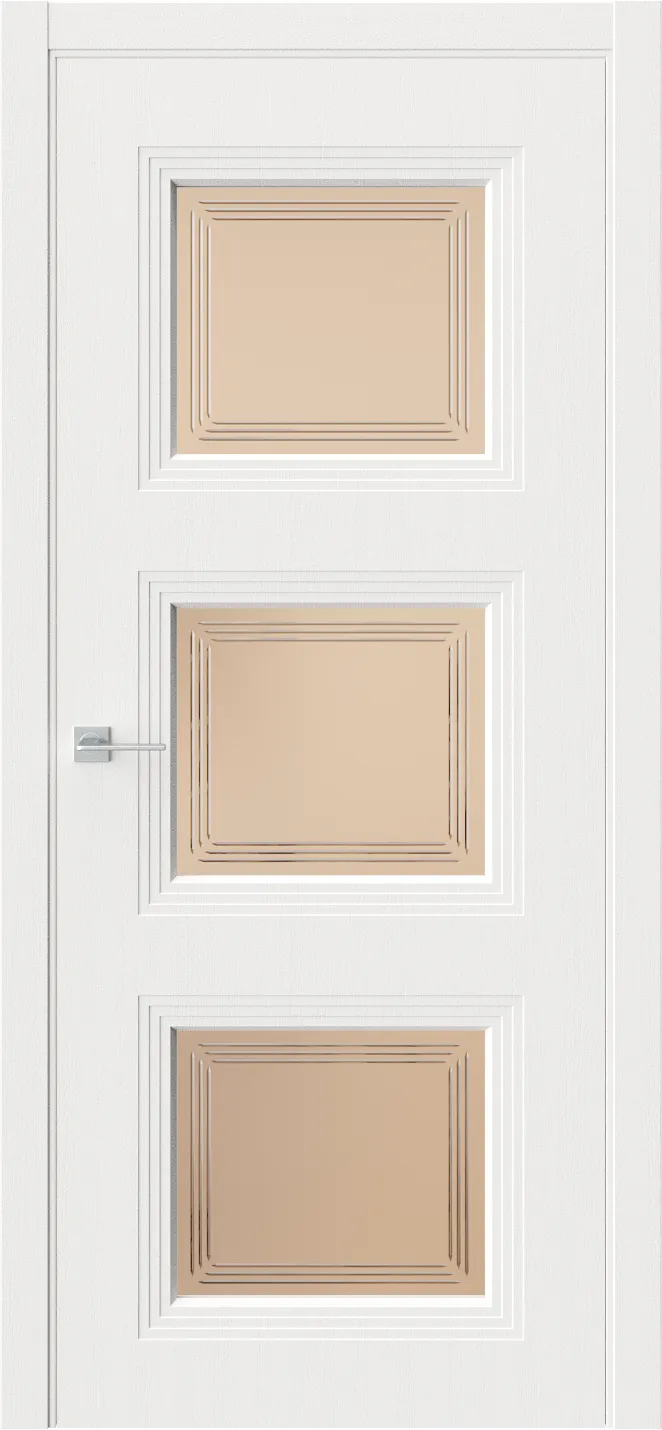 Межкомнатная дверь MONTE 6 — Белое дерево Стекло-1-сатинат-бронза